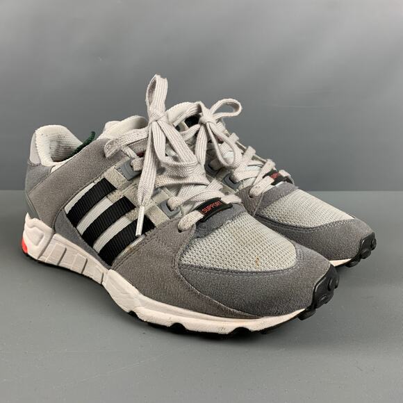 ADIDAS Size 8.5 Grey Black Mixed Materials Mesh Low Top Sneakers - Picture 1 of 10